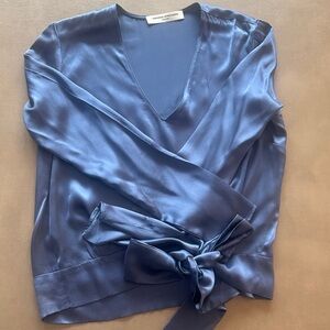 Amanda Uprichard Navy Satin Blouse